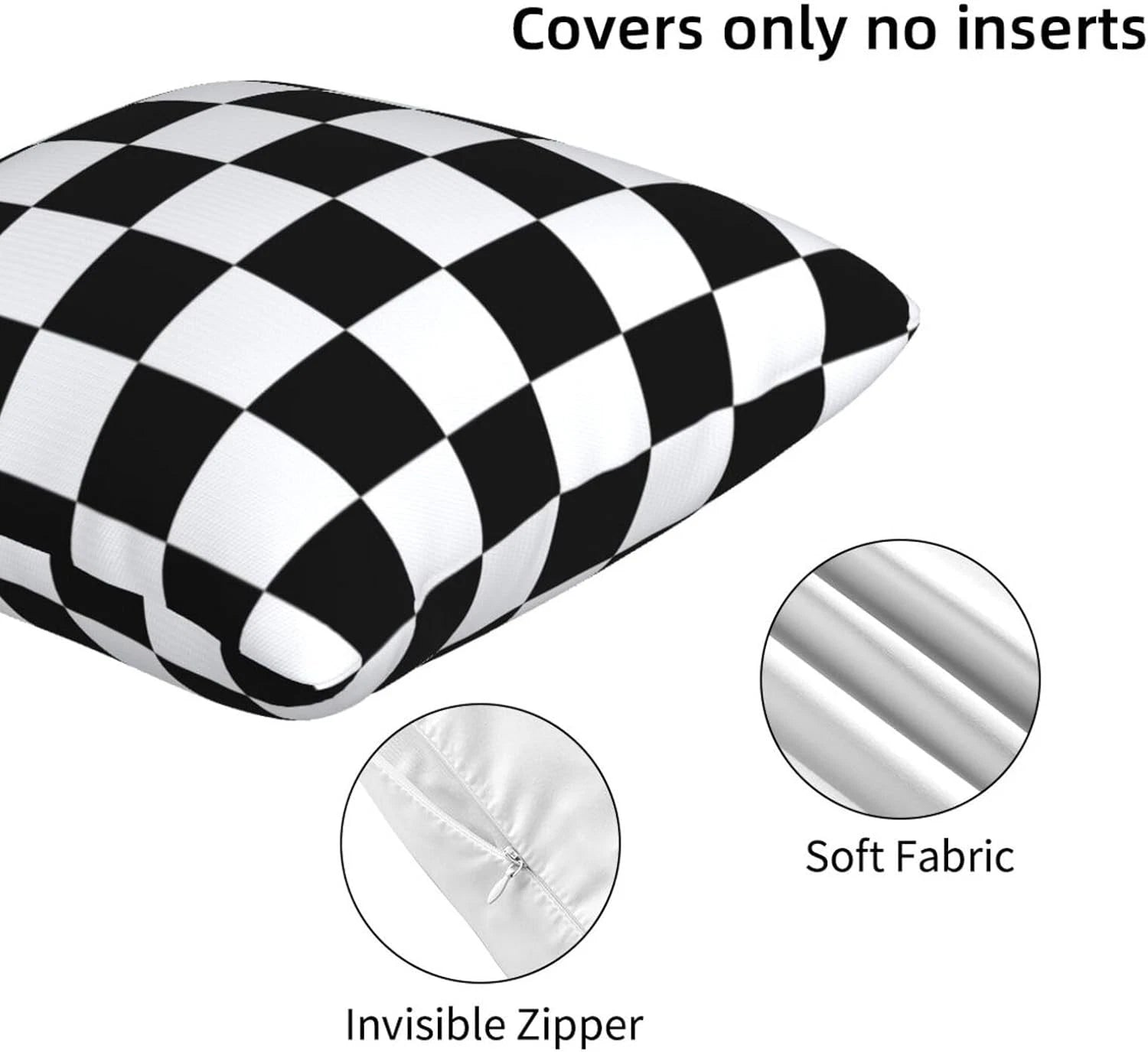 Checkered Pillow Covers 18x18 in 18" x (Pack of 2),