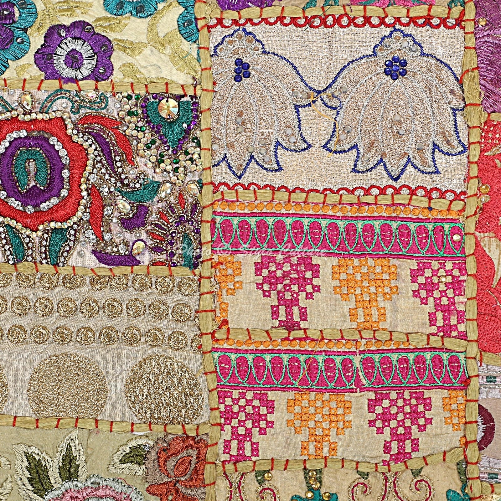 Brown Cushion Cover Vintage Gypsy Handmade Boho Tribal Ethnic Hippie Pillow