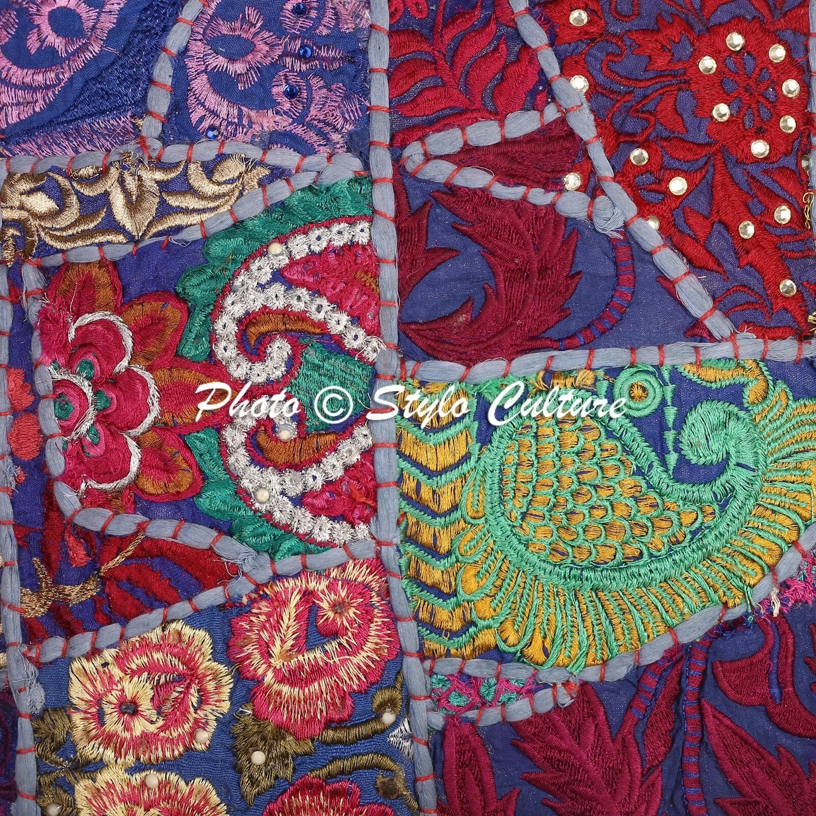 Indian Cotton Floral 40cm Couch Vintage Patchwork Bohemian Throw Pillow Covers