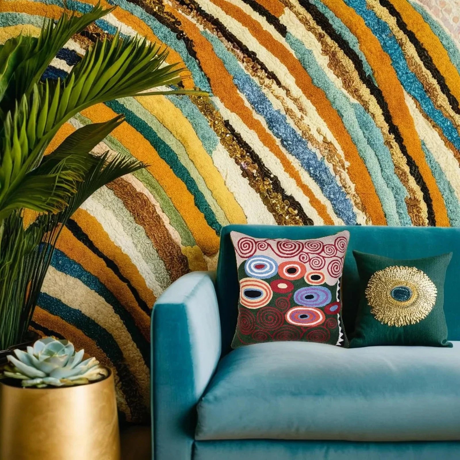 Klimt Green Modern Pillow Cover Needlepoint Throw Pillowcase Decorative Chair...