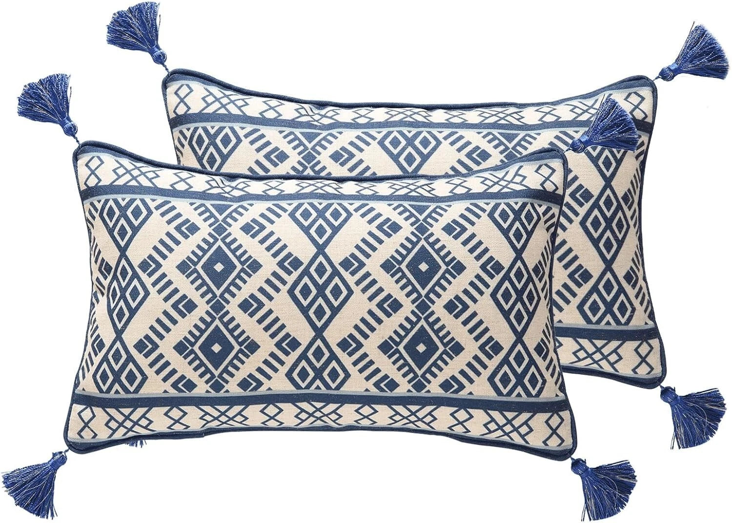 Porcelain Throw Pillow Covers Set of 2,Classic Chinoiserie Blue and White wit...