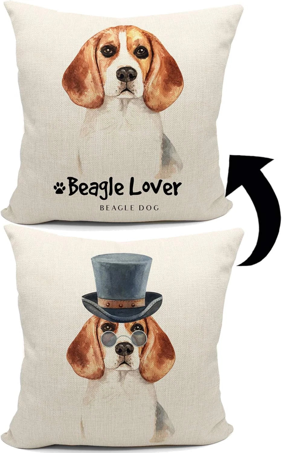 Funny Beagle Dog Reversible Throw Pillow Case, Dog Lover Gifts, Beagle Lover Gif
