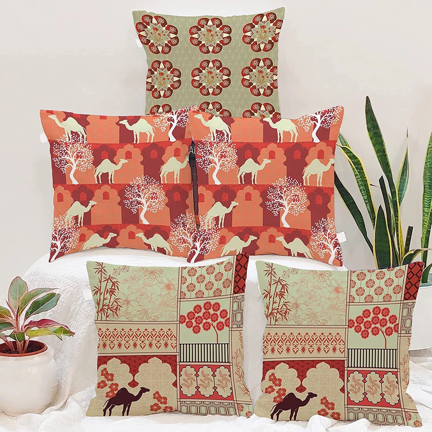 Canvas Cotton Cushion Cover, 12x12 in, Set of 5