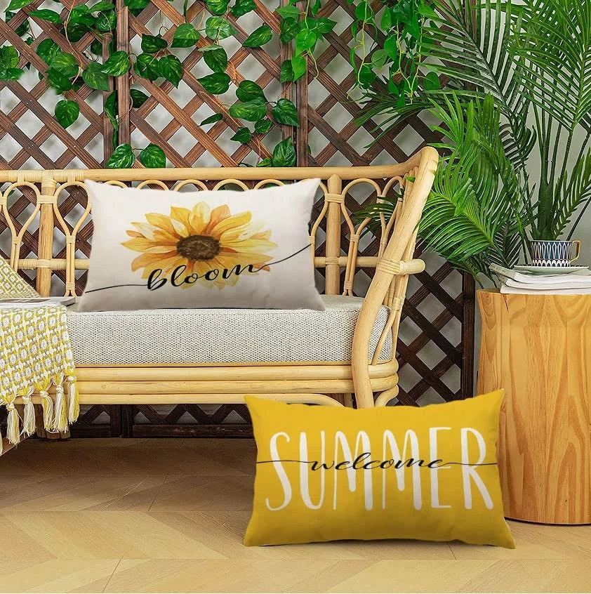 Sunflower Pillow Covers 12x20 Set of 4 Summer 20" x 12" (Pack of 4) B-summer 07