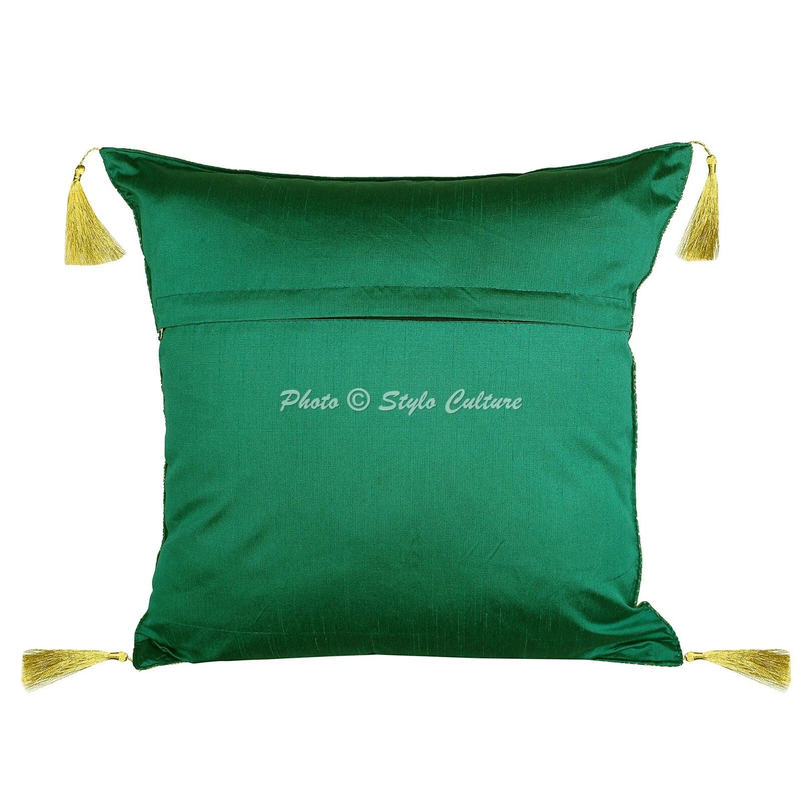 Green Cushion Cover Brocade Jacquard Gypsy Bohemian Tribal Ethnic Hippie Pillow