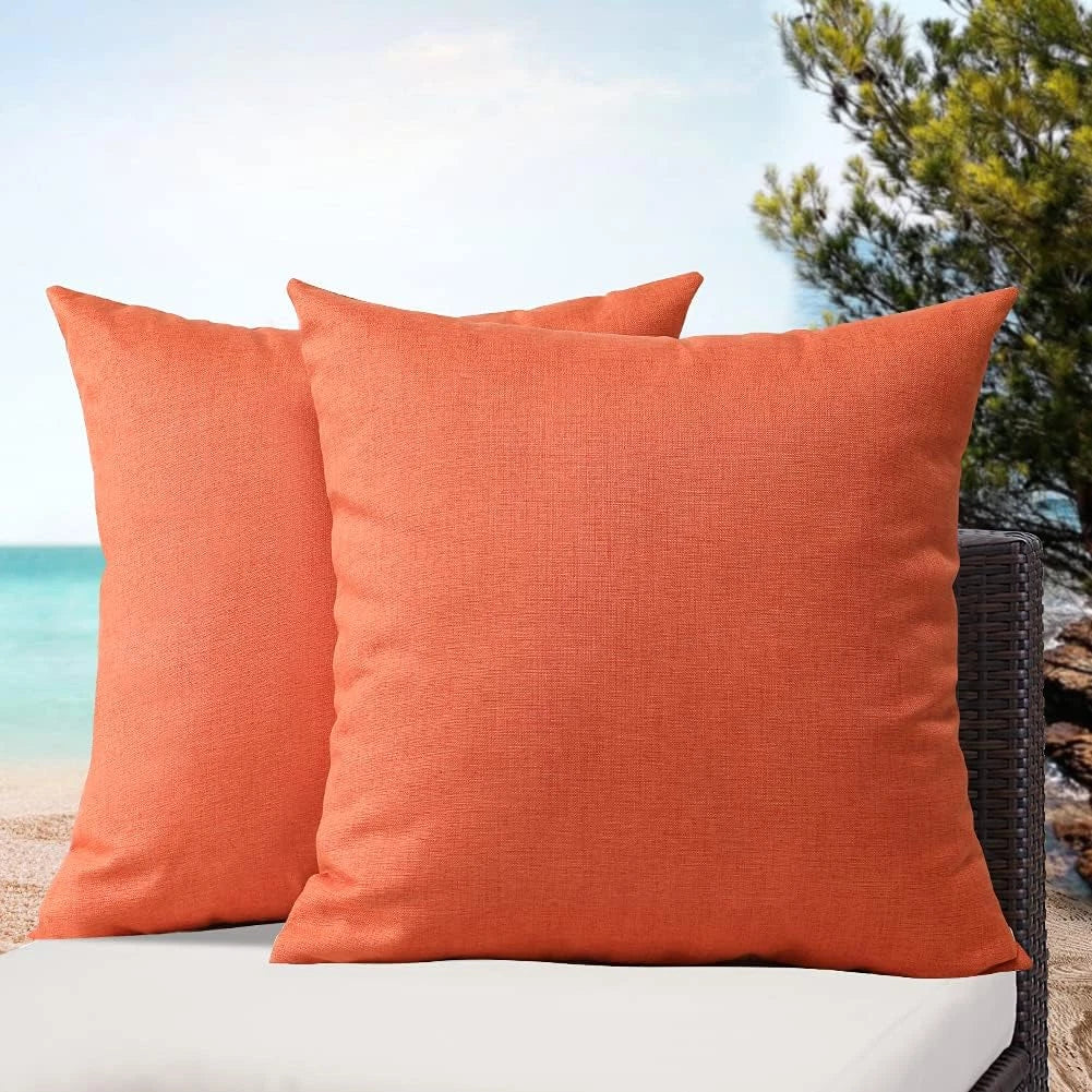 Pack of 2 Outdoor Waterproof Pillow Covers 18X18 Inch Garden Decorative Throw Pi