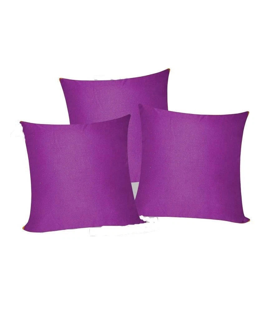 3 x Plain Satin 19x19 Brinjal Cushion Cover / Pillow Cases /Sofa Décor