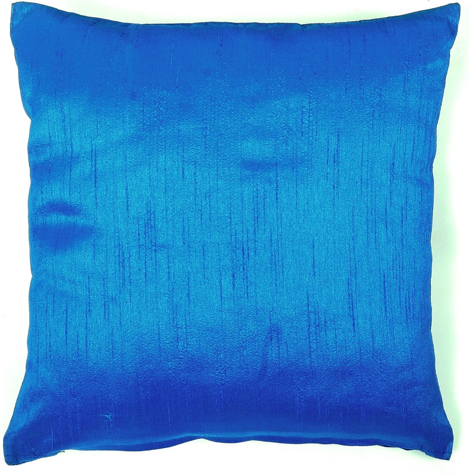 Ethnic 16"  Dupioni Silk Cushion Cover Solid Square Pillow Cover Sofa Throw Blue