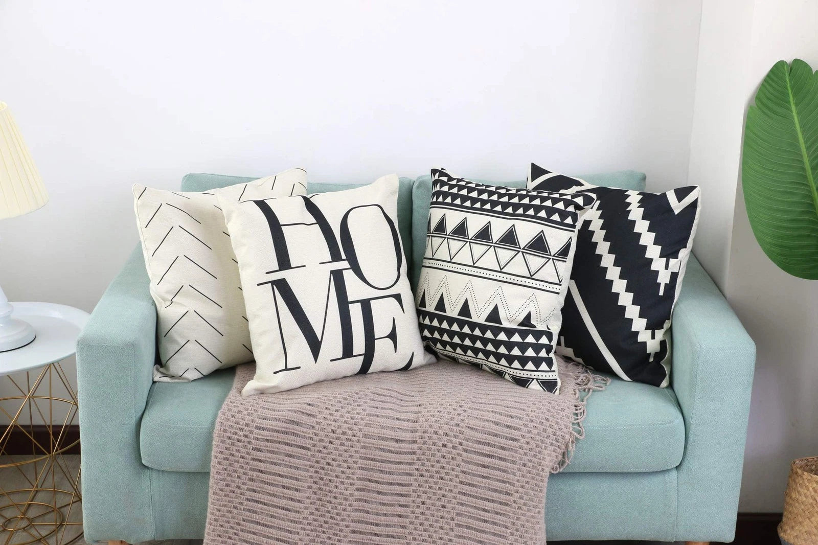 Set of 4 Decorative Throw Pillow Covers 18x18 Inch for Couch, Black and