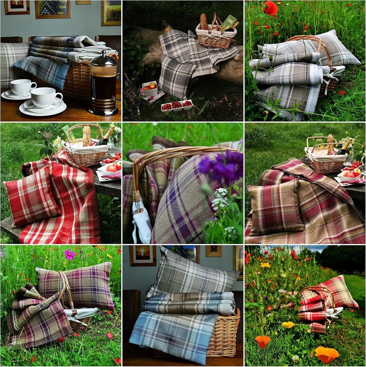 Decorative Throw Pillow Cover Beige Tartan 17x17 for Ranch and Country