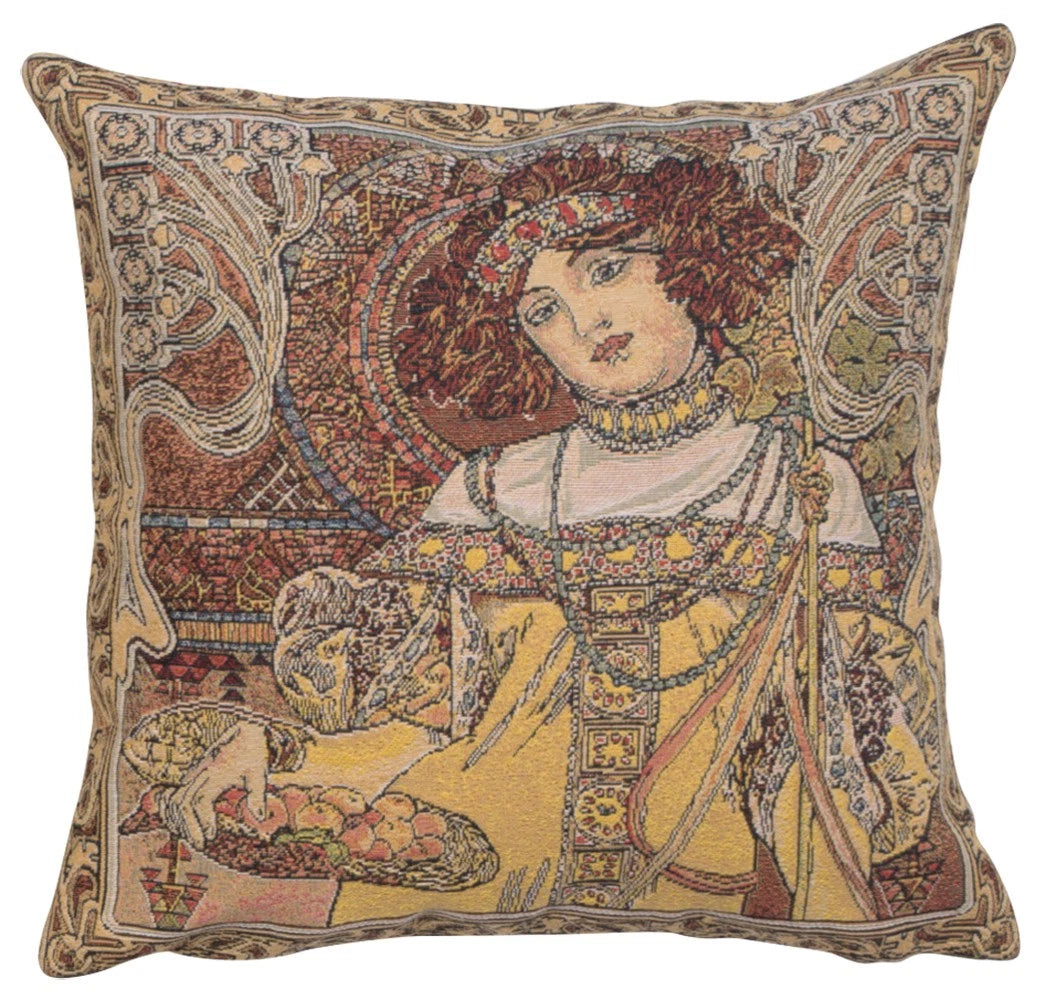 Alphonse Mucha Autumn European Cushion Cover Belgian Home Decor Pillow 18x18 in