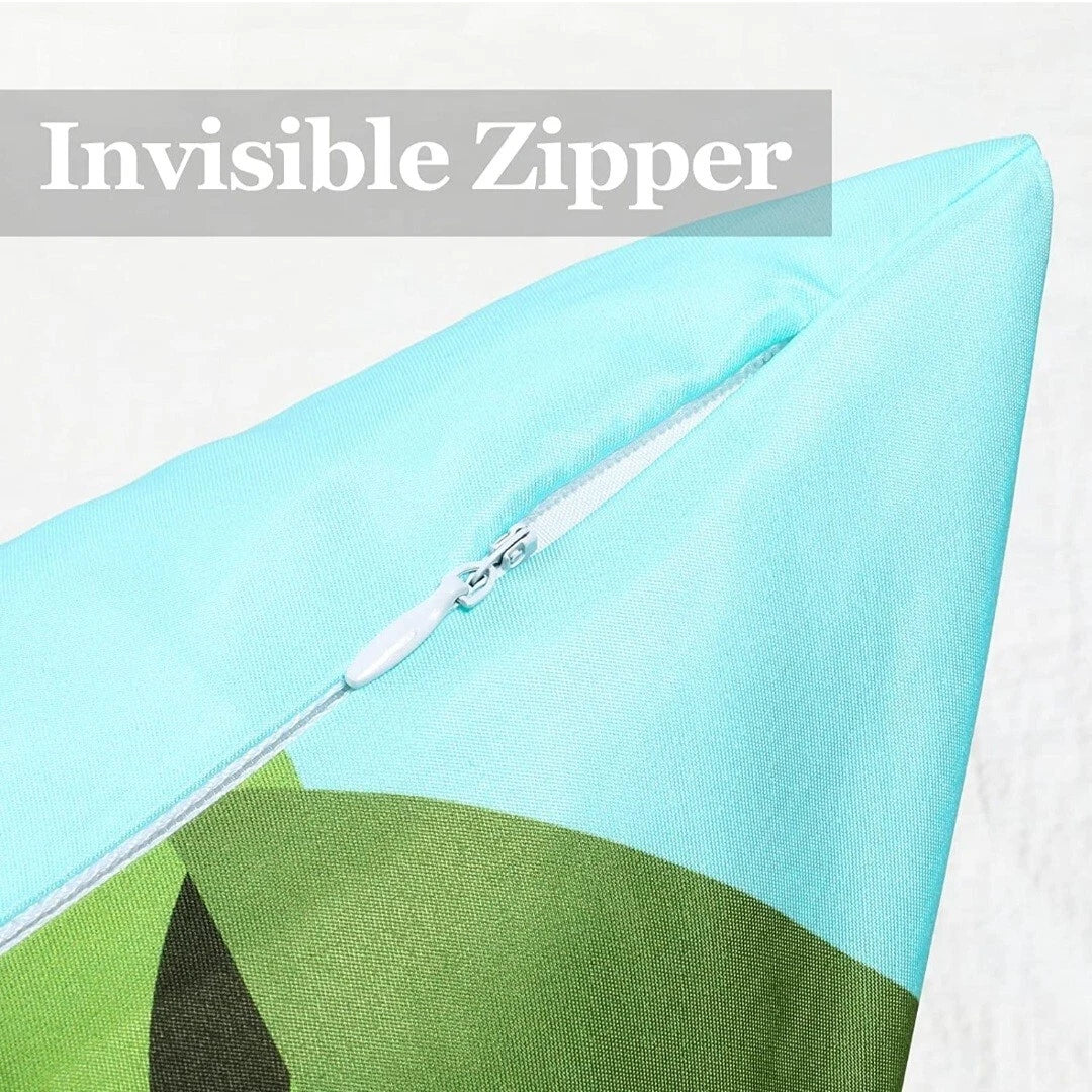 Howdy Textile Set of 2 Sky Blue Flower Decor Pillow Case 18x18 Spring Summer Red