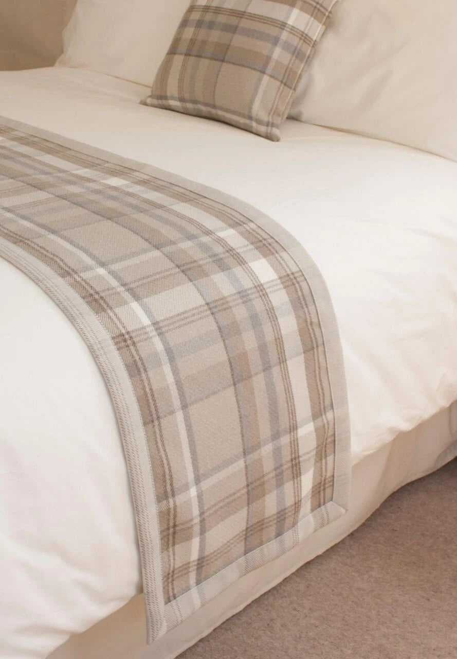 Decorative Throw Pillow Cover Beige Tartan 17x17 for Ranch and Country