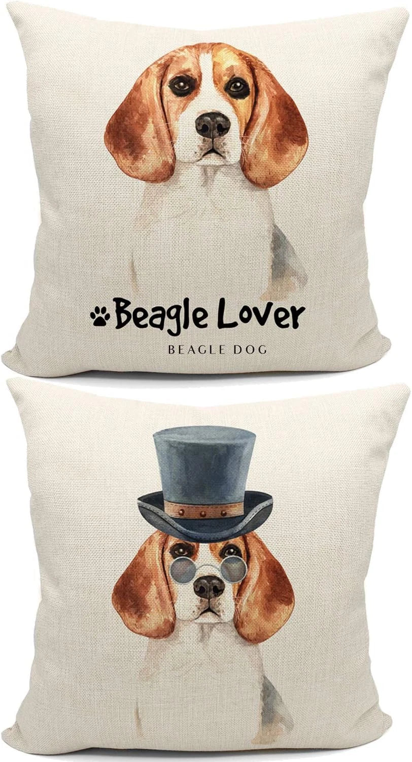 Funny Beagle Dog Reversible Throw Pillow Case, Dog Lover Gifts, Beagle Lover Gif