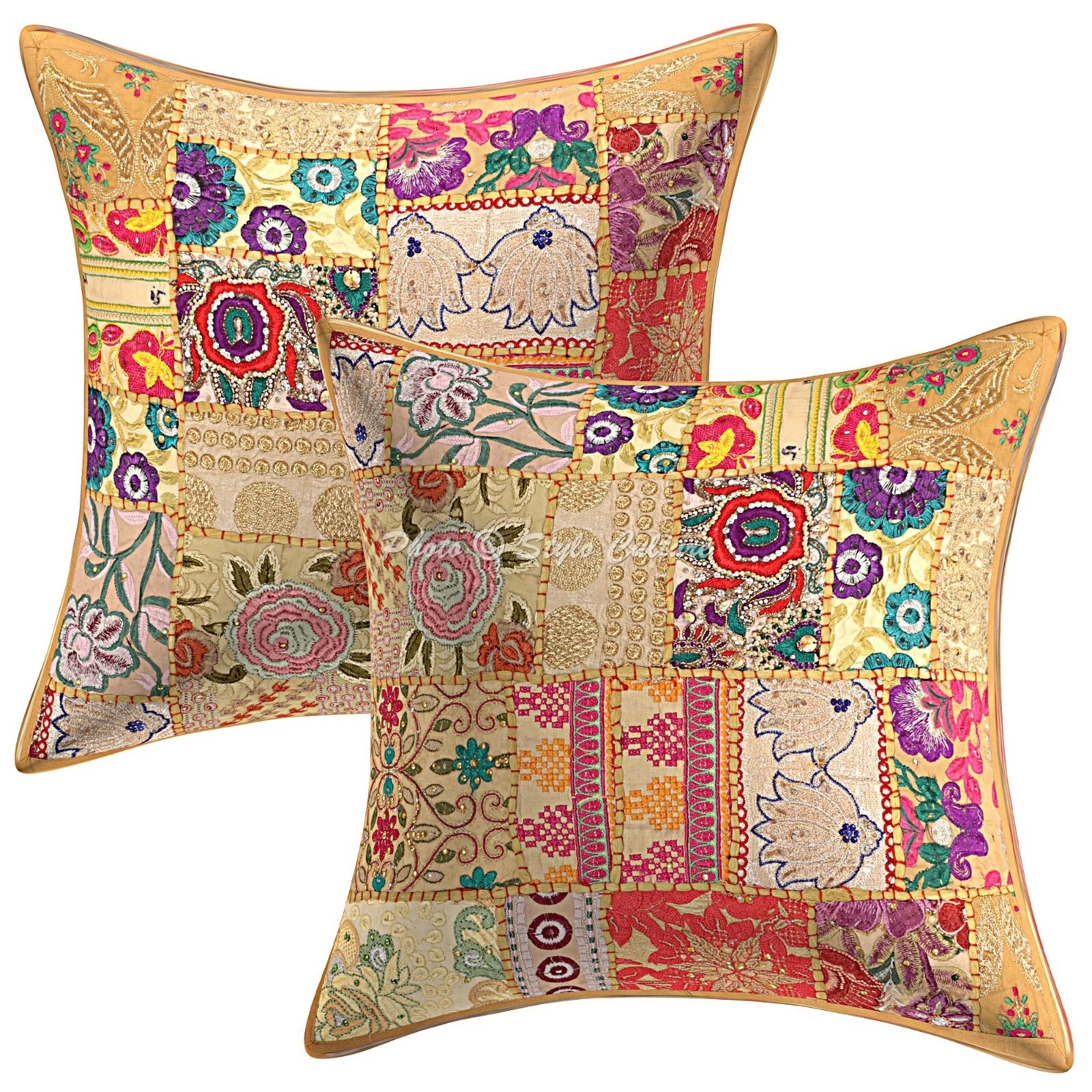 Brown Cushion Cover Vintage Gypsy Handmade Boho Tribal Ethnic Hippie Pillow