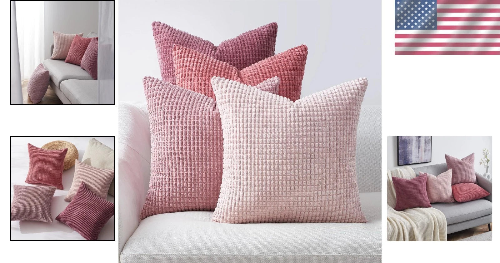 Luxurious 18x18 Blush Corduroy Pillow Covers - Set of 4 for Cozy Living Spaces