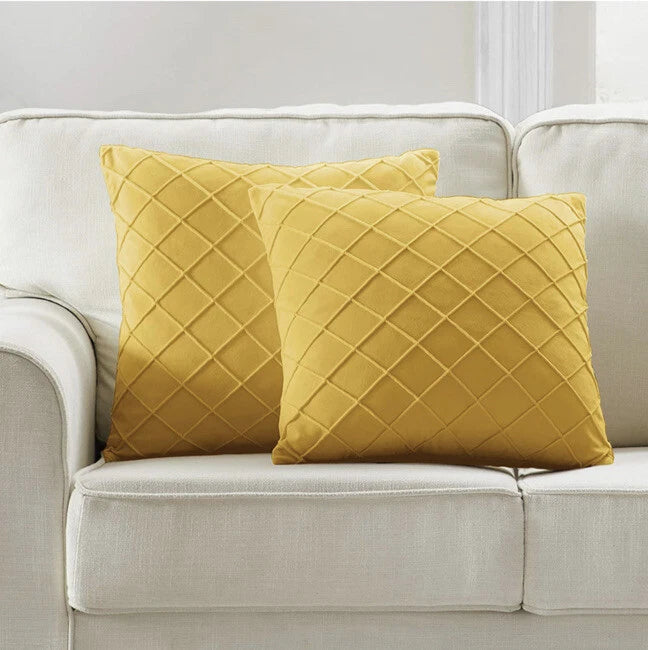 Longhui bedding Velvet Throw Pillow Covers 22*22 Inches Set Of 2 Yellow