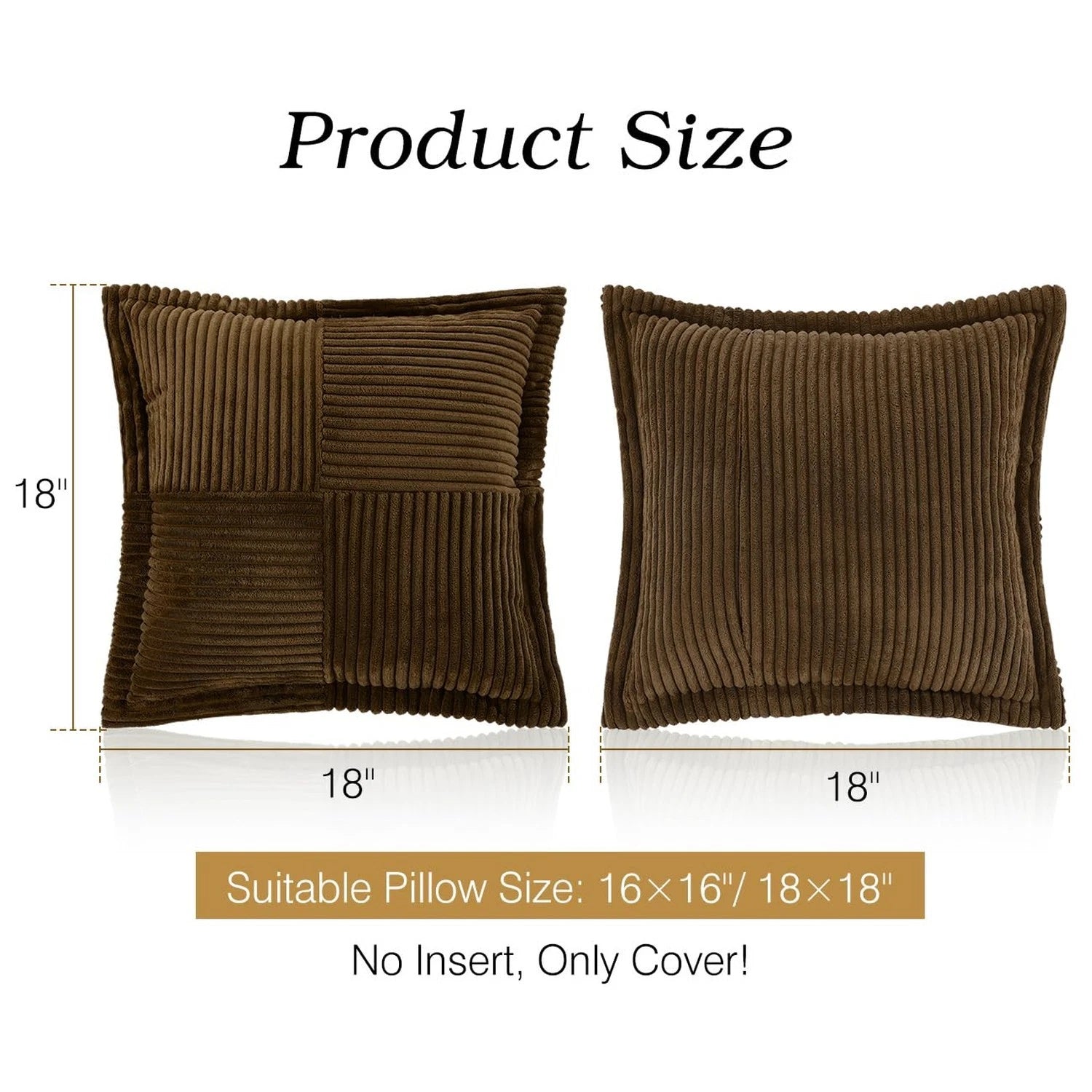 Corduroy Throw Pillow Covers 18×18 Inch, 4 Pack Soft Square Throw Pillow Ca