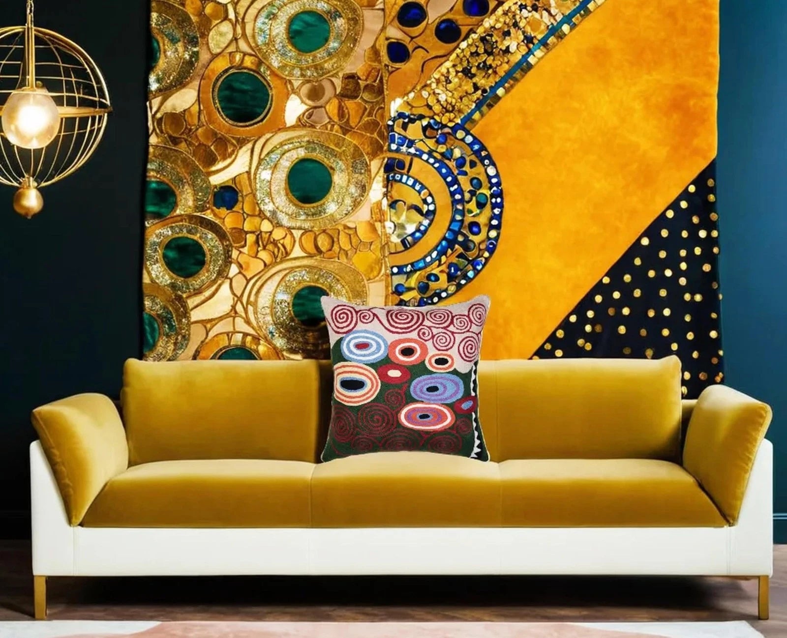 Klimt Green Modern Pillow Cover Needlepoint Throw Pillowcase Decorative Chair...