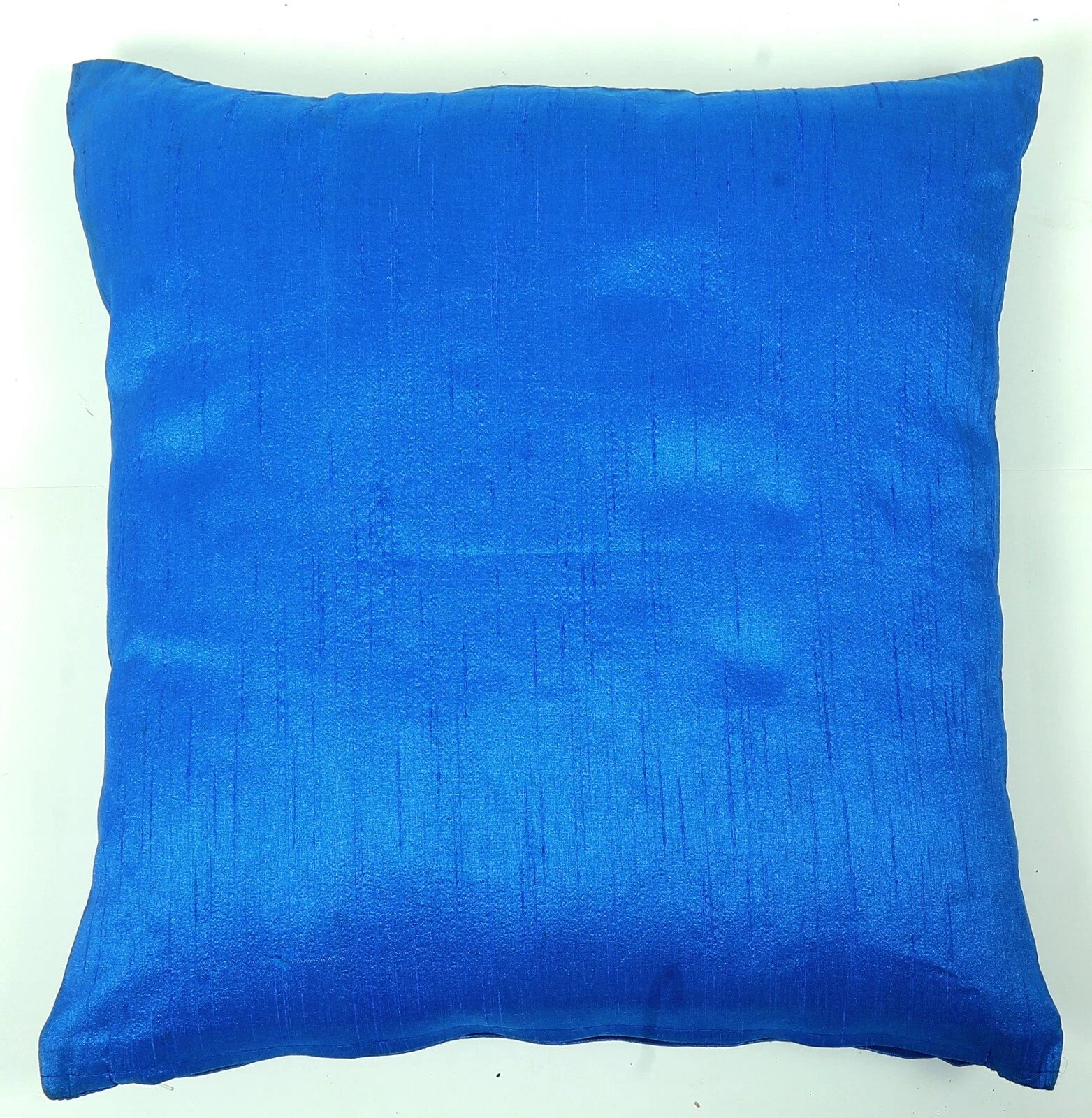 Ethnic 16"  Dupioni Silk Cushion Cover Solid Square Pillow Cover Sofa Throw Blue