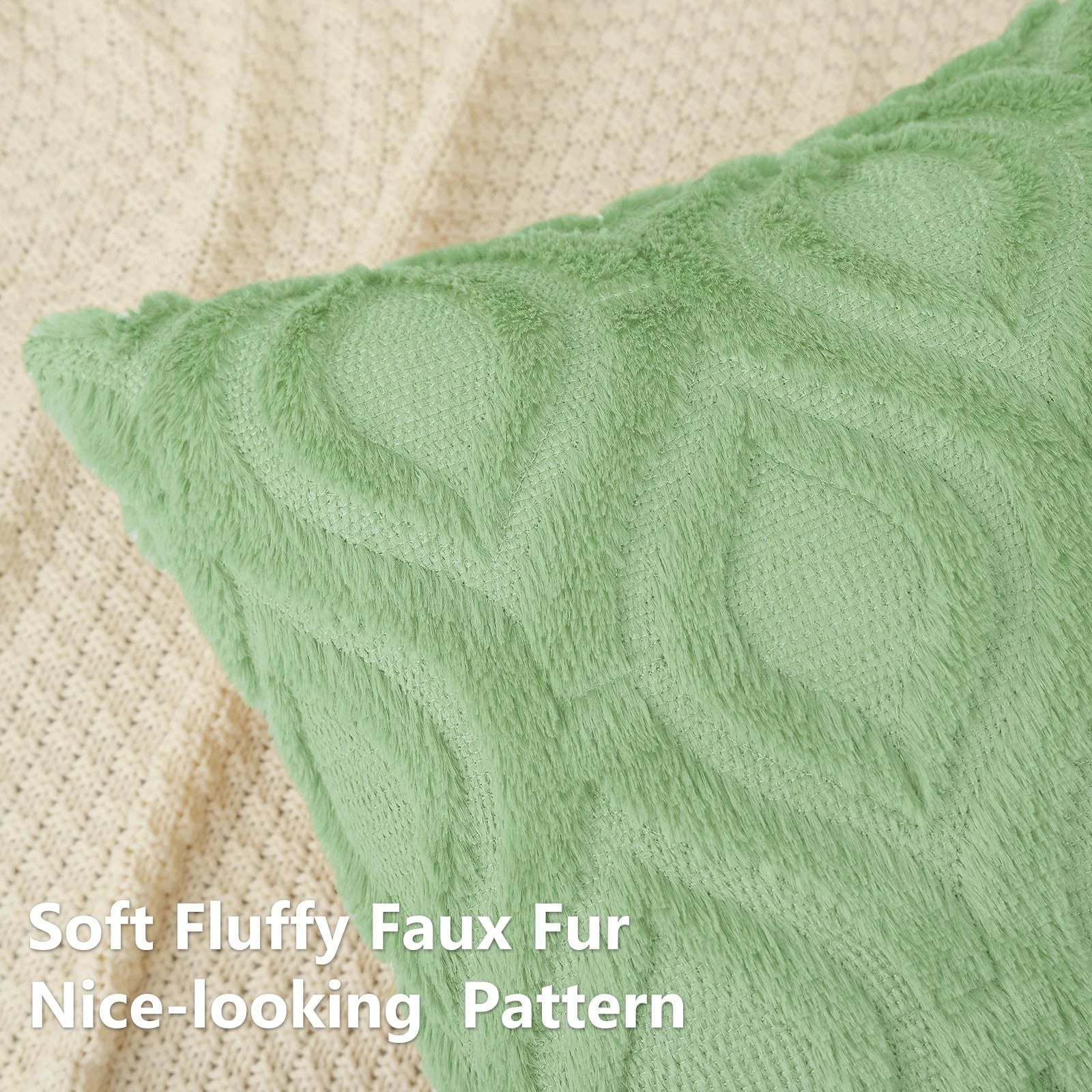 decorUhome Throw Pillow Covers 12x20 Inch Set of 2, Soft Plush Faux Wool Sage...