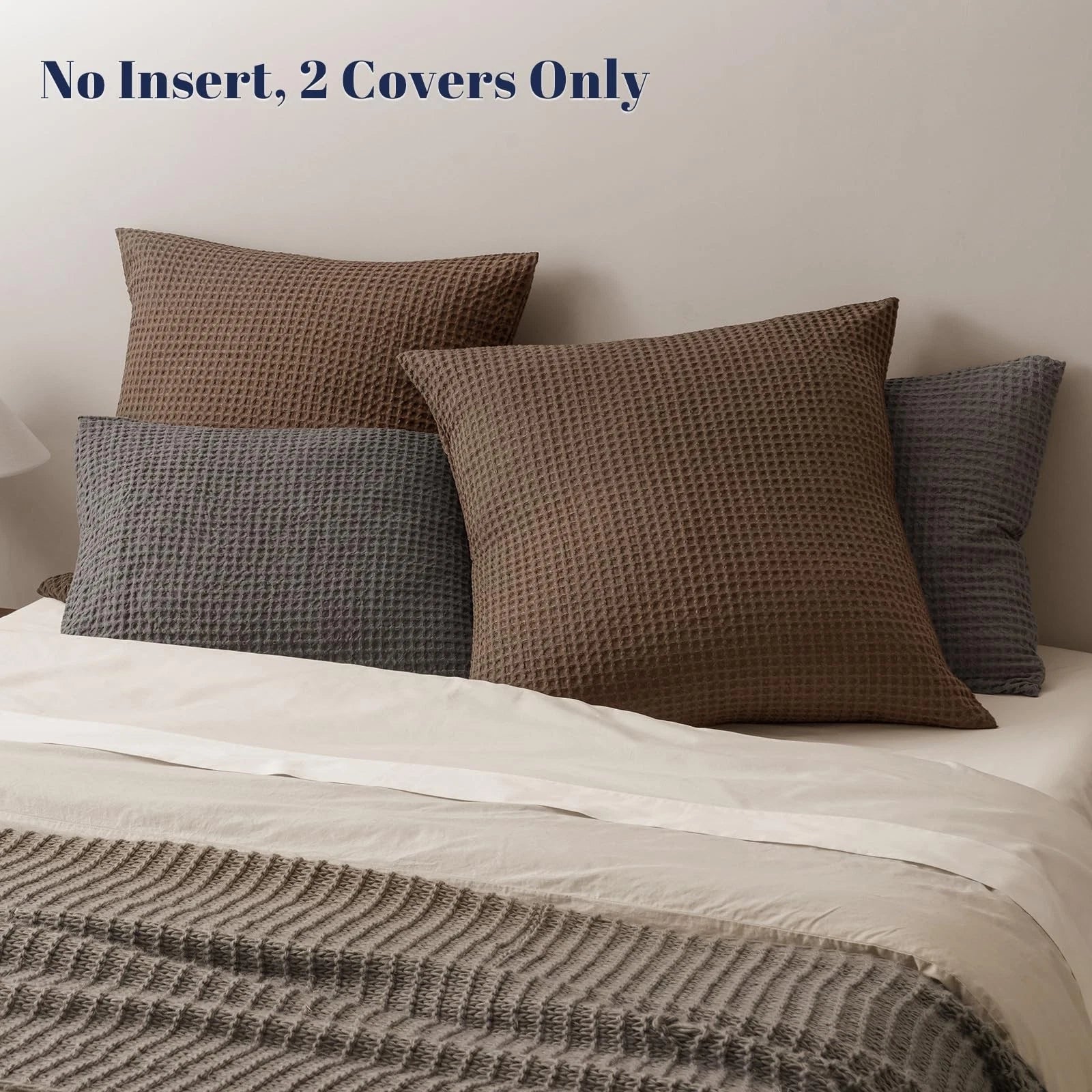 PHF Ultra Soft Waffle Weave Euro Shams Pillow Covers 26" x 26" 2 Pack, No Fil...