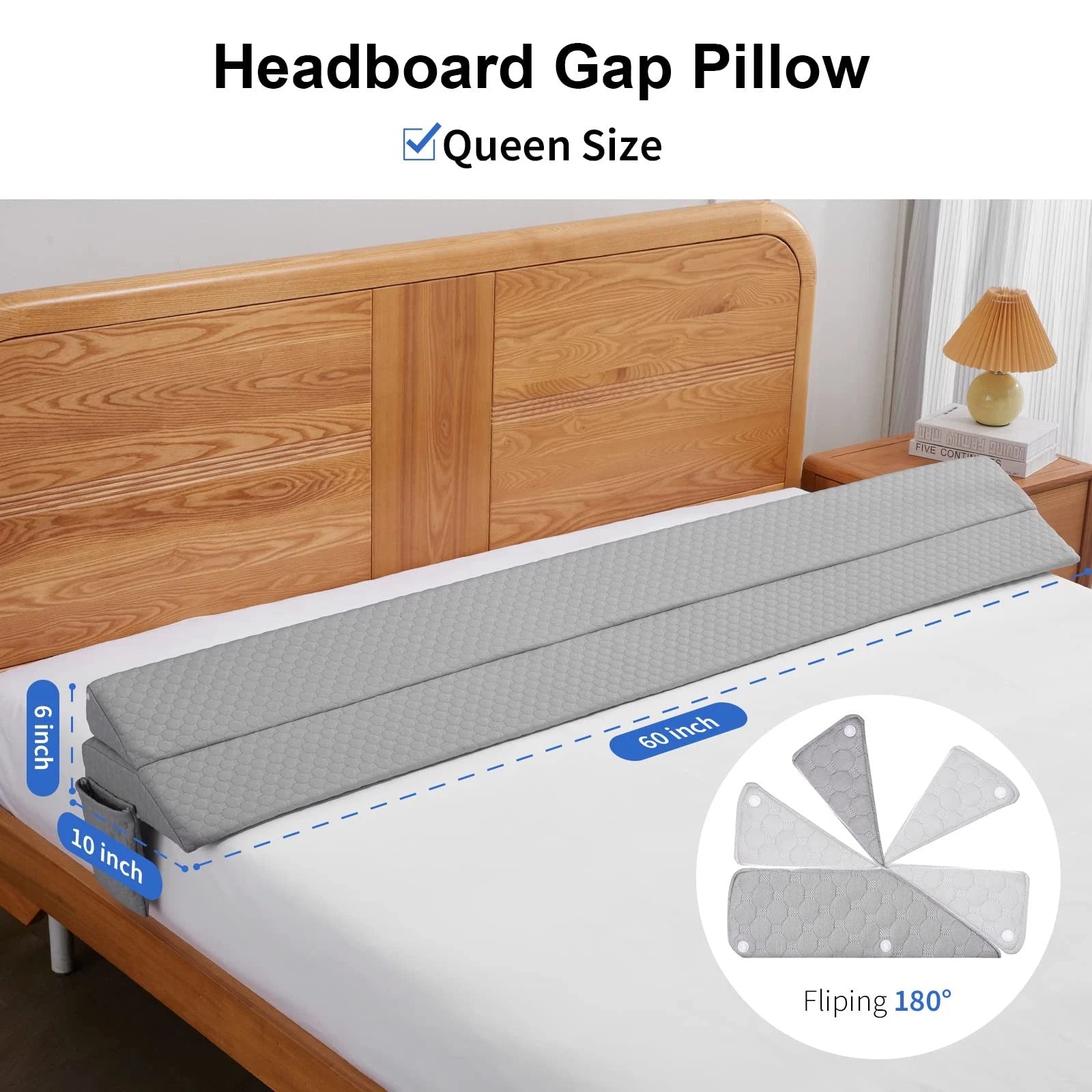 Queen Size Bed Wedge Pillow - Bed Gap Filler Mattress Wedge Headboard Pillow ...