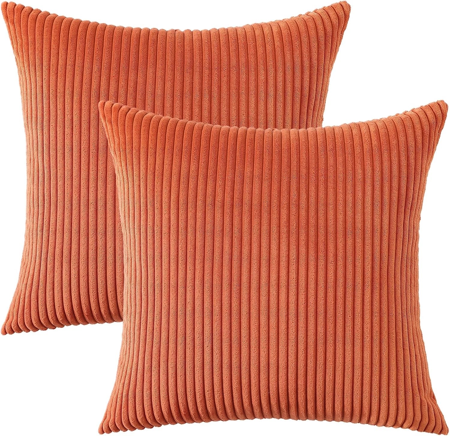 Mecatny Corduroy Decorative Fall Throw Pillow Covers 18X18 Set of 2 for Sofa Bed