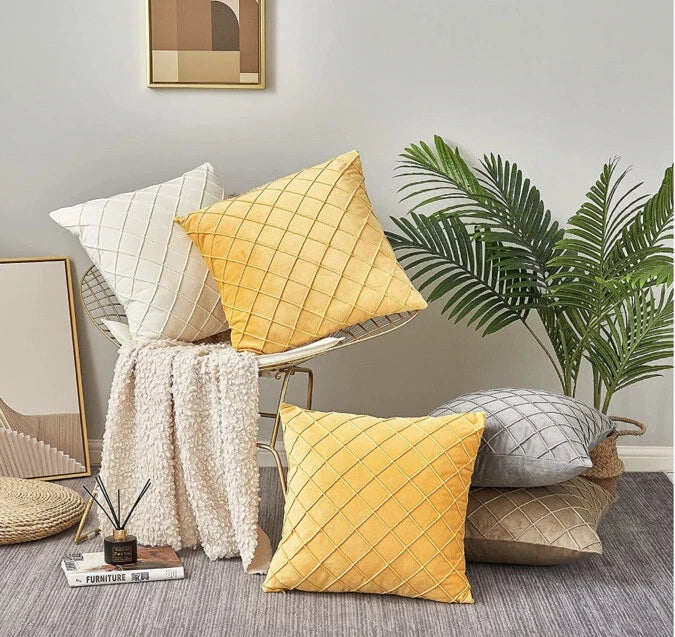 Longhui bedding Velvet Throw Pillow Covers 22*22 Inches Set Of 2 Yellow
