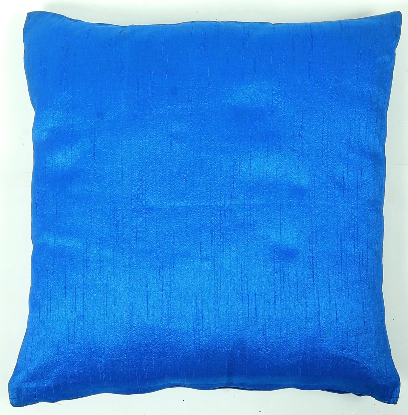 Ethnic 16"  Dupioni Silk Cushion Cover Solid Square Pillow Cover Sofa Throw Blue