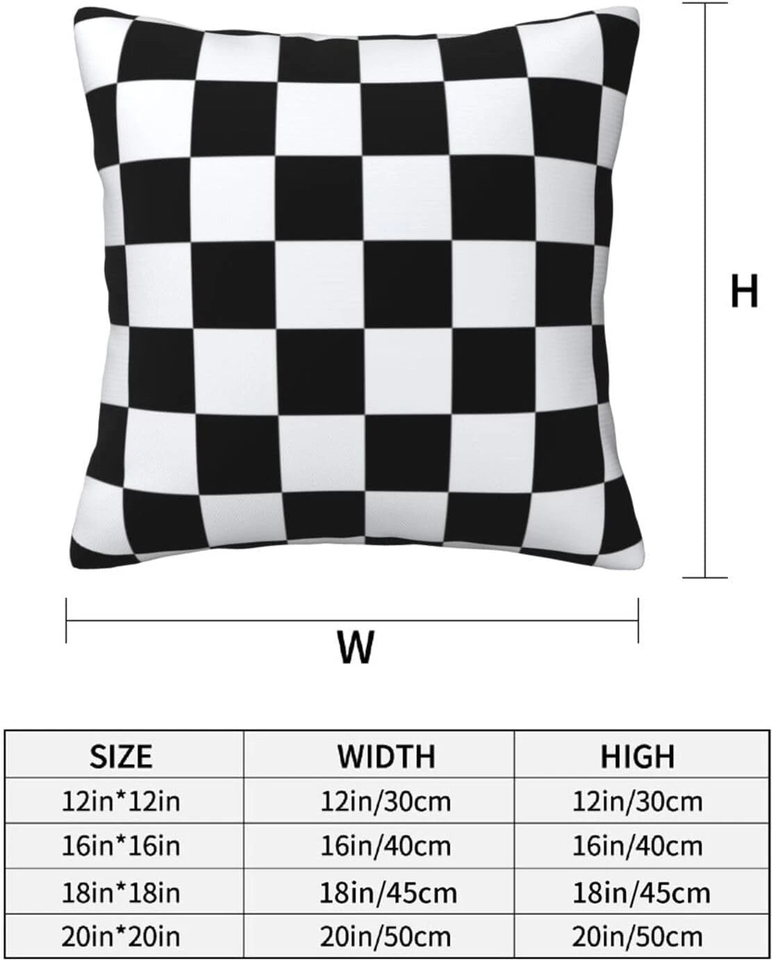 Checkered Pillow Covers 18x18 in 18" x (Pack of 2),