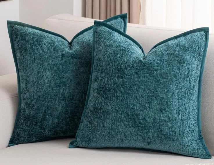 FUTEI Teal Throw Pillow Covers 20x20 Inch Set of 2,Soft Cozy Bound Edge