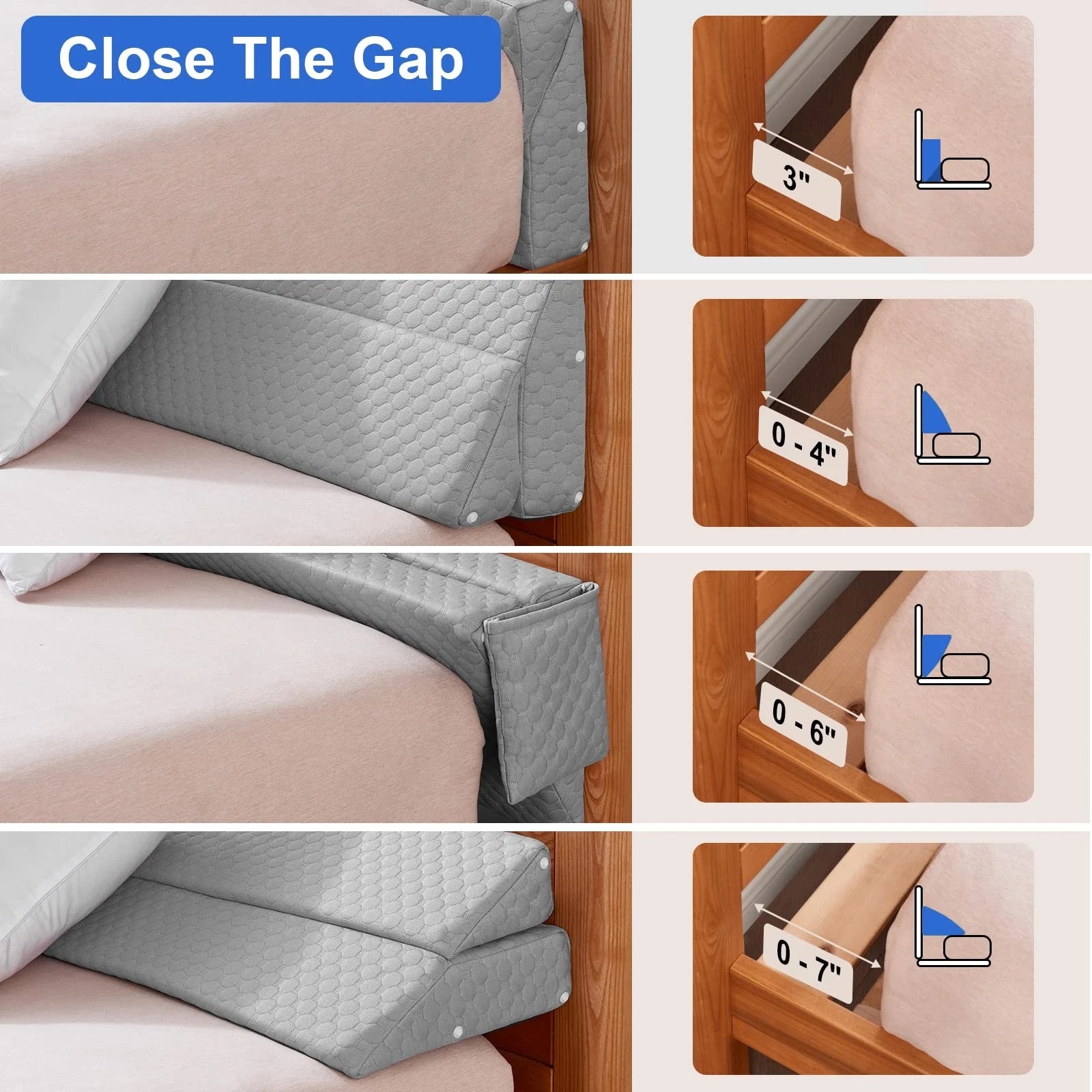 Queen Size Bed Wedge Pillow - Bed Gap Filler Mattress Wedge Headboard Pillow ...