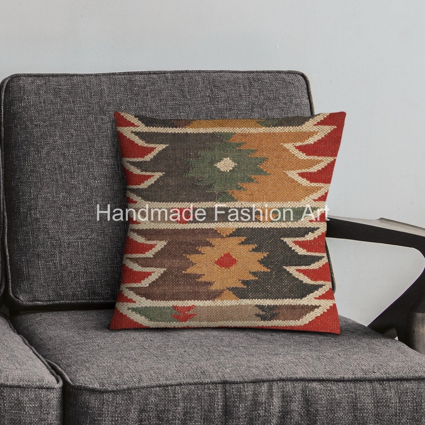Indian Vintage Handmade 45x45 cm Cushions Kilim Pillow Jute Throw Cushion Cover