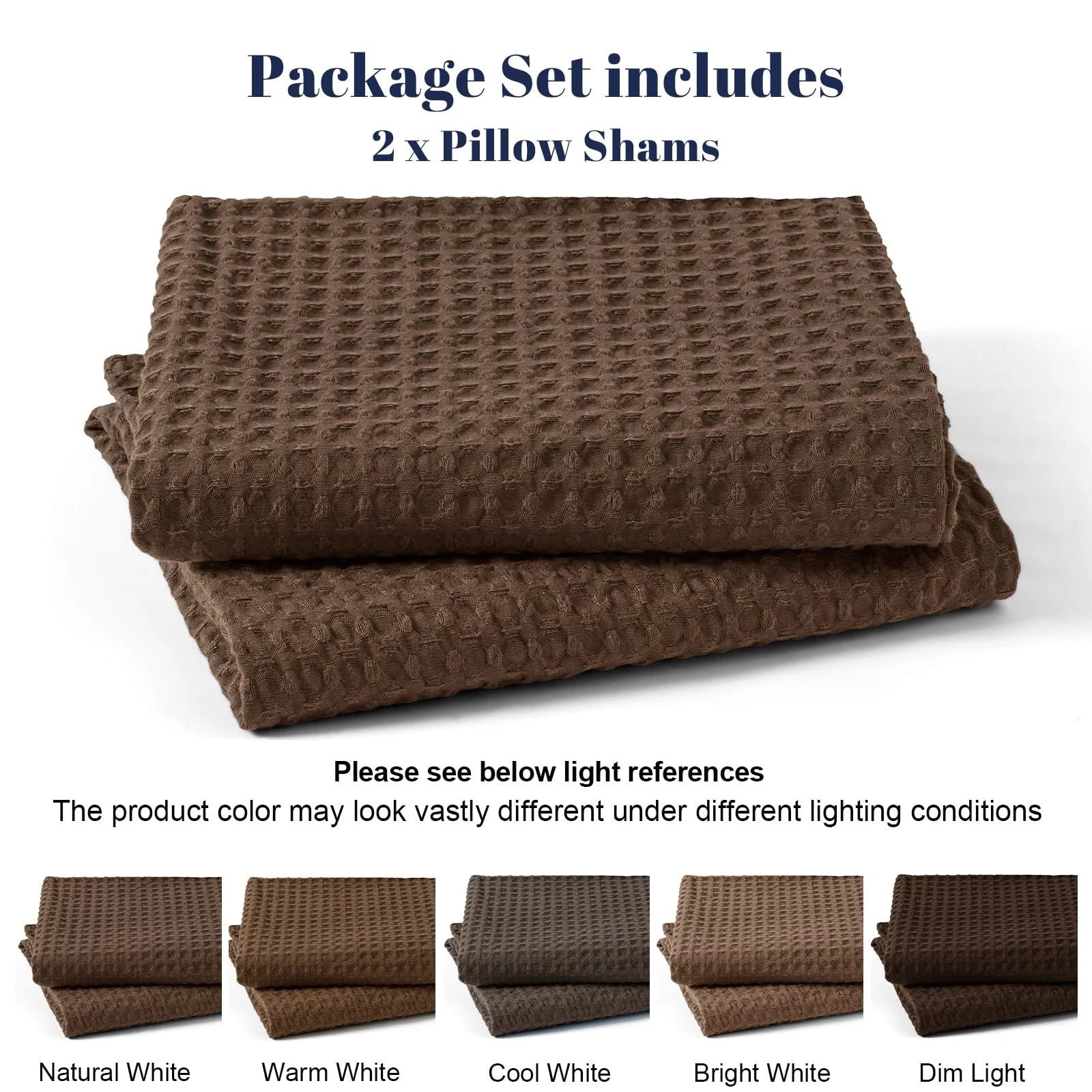 PHF Ultra Soft Waffle Weave Euro Shams Pillow Covers 26" x 26" 2 Pack, No Fil...