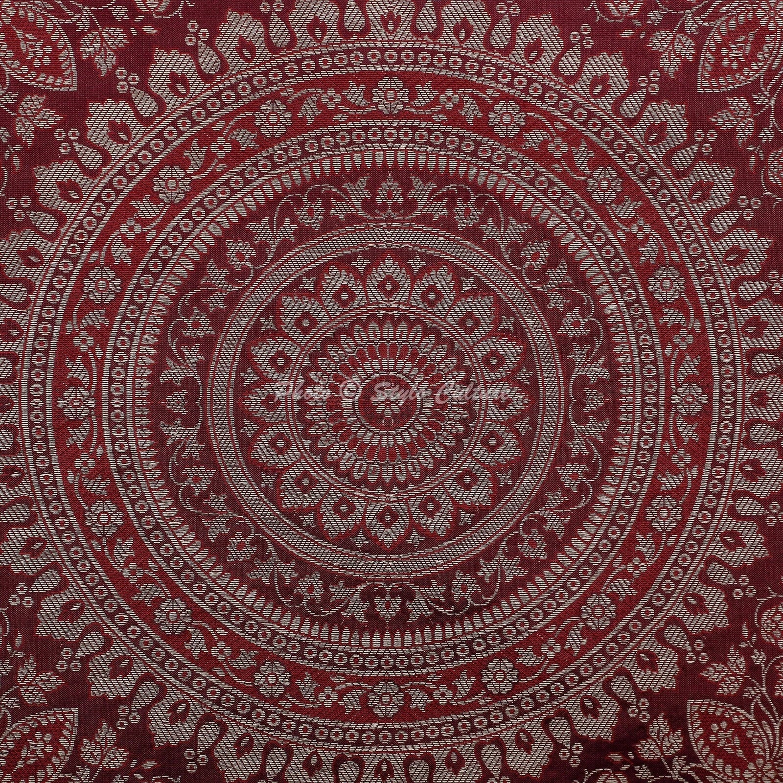 Red Cushion Cover Brocade Jacquard Gypsy Handmade Ethnic Tribal Hippie Pillow