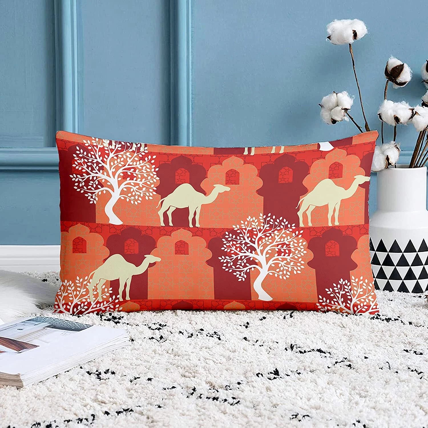 Cotton Cushion Cover, 12x18 in, Set of 2