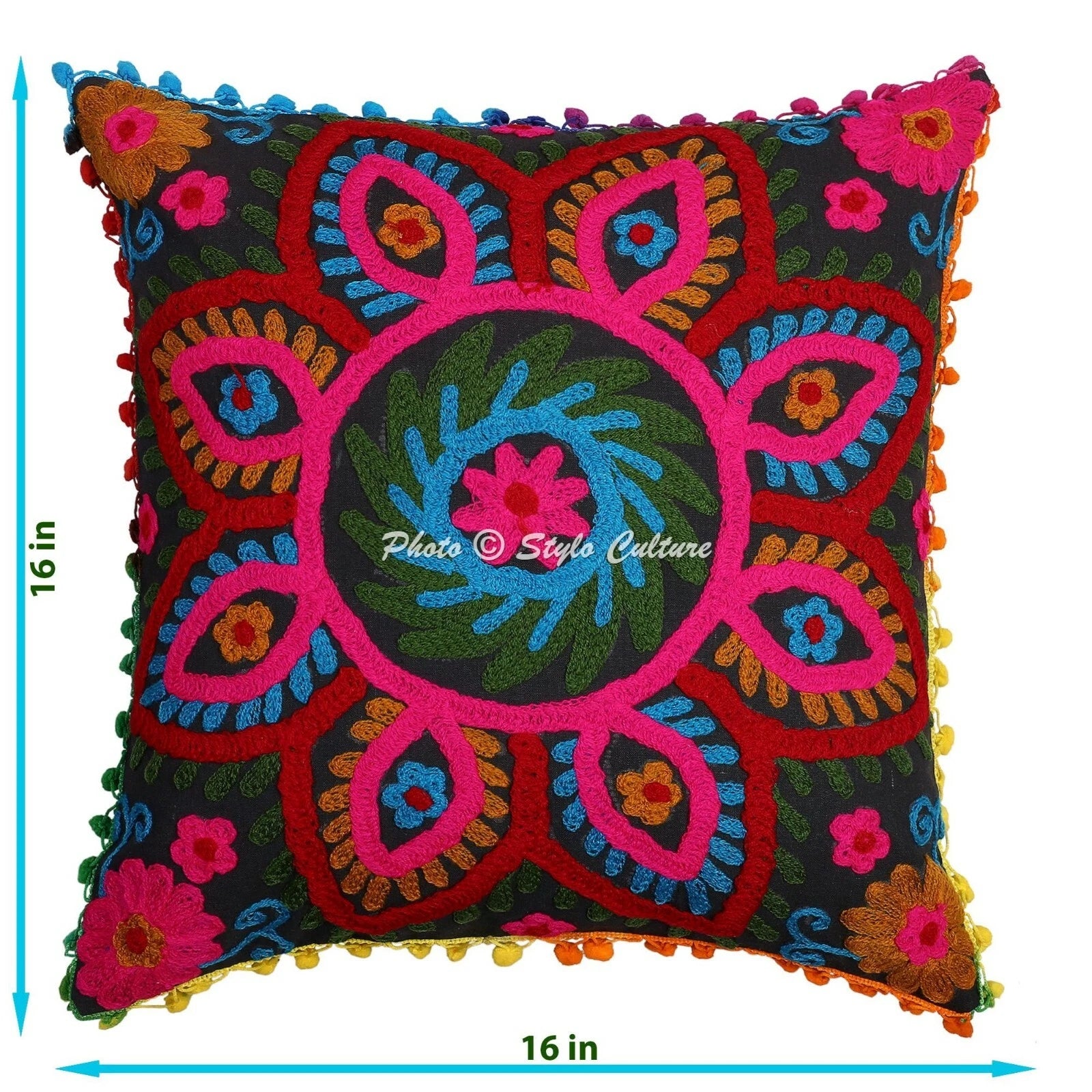 Suzani Cushion Cover Embroidered Sofa Cover Decorative Bohemian Home Decor
