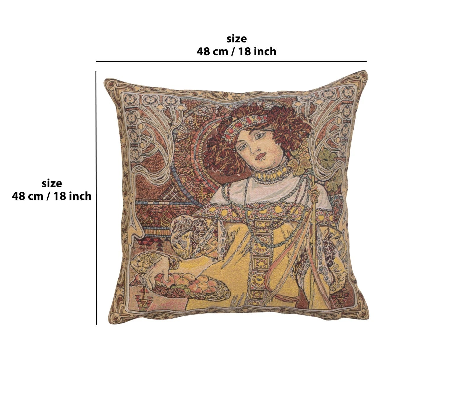 Alphonse Mucha Autumn European Cushion Cover Belgian Home Decor Pillow 18x18 in