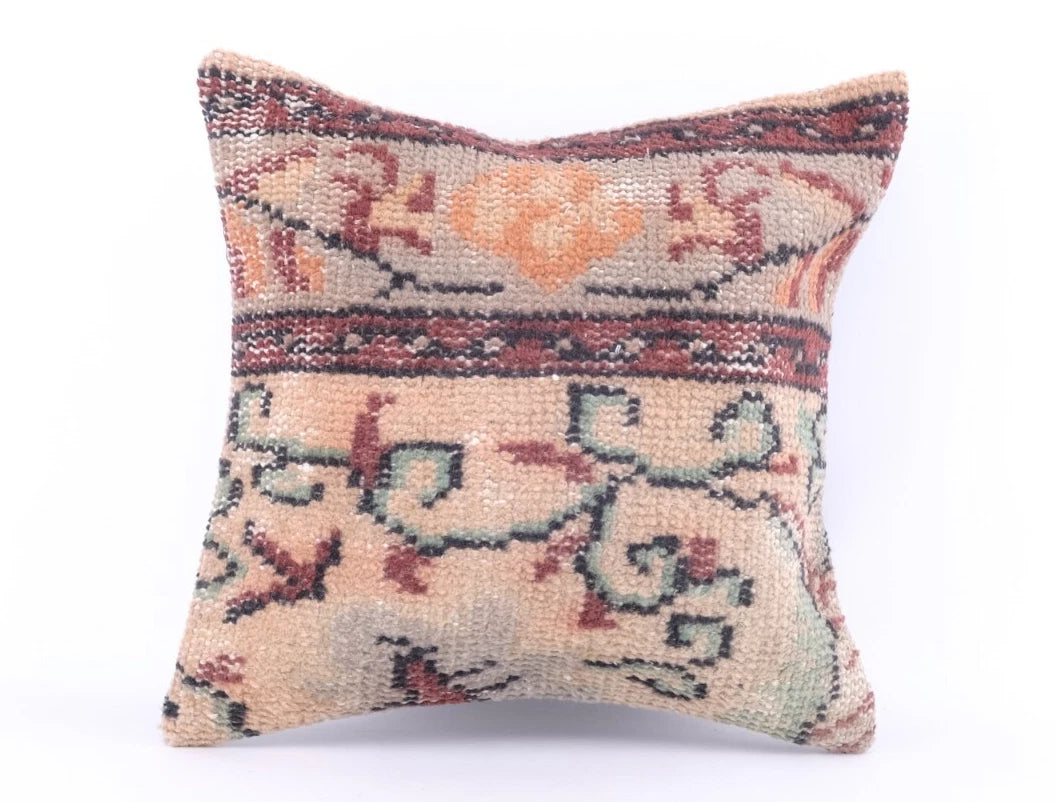 16"x16" 40x40 Hand Knotted Turkish Anatolian Vintage Pillow Cover Cushion