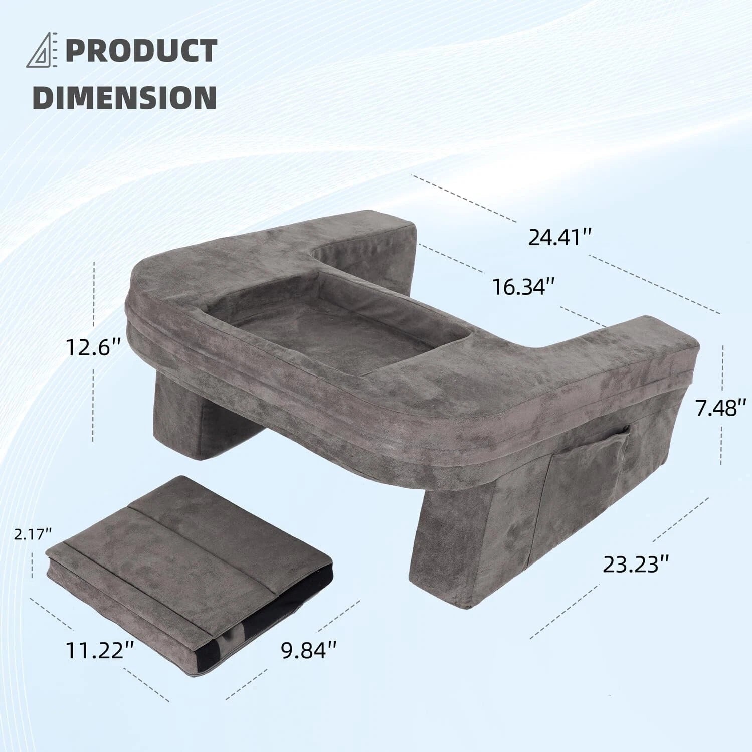 Reading Pillow for Bedroom, Memory Foam Gaming Pillow with Side Pockets for Adul