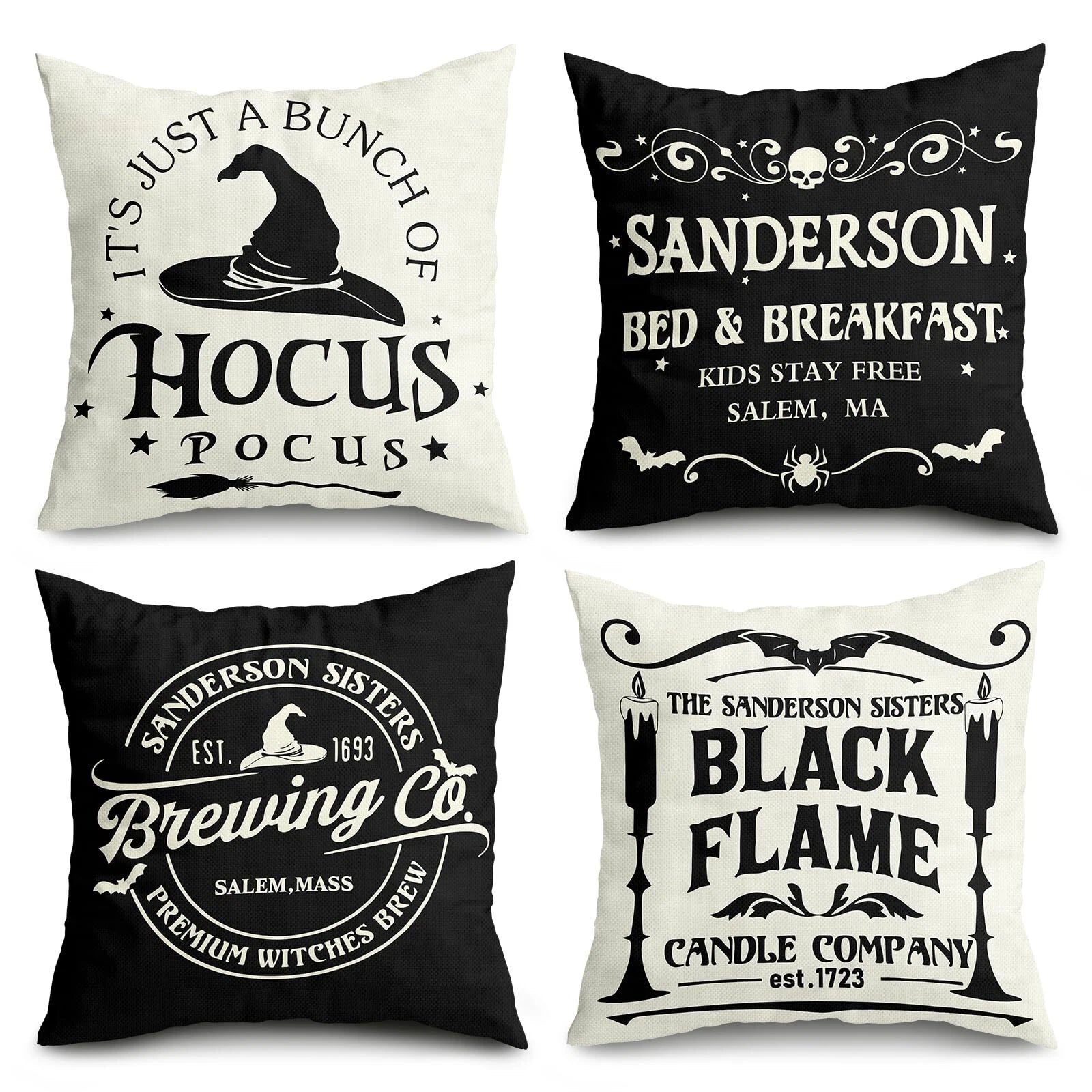 Halloween Decorations Pillow Covers 18x18 Set of 4 Halloween Decor Indoor Out...