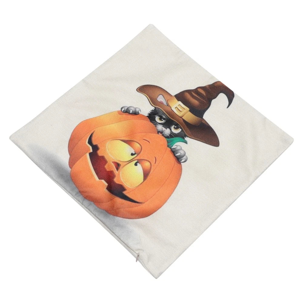Pumpkin Cat Pillow Cover Child Cushion Halloween Pillowcase Throw