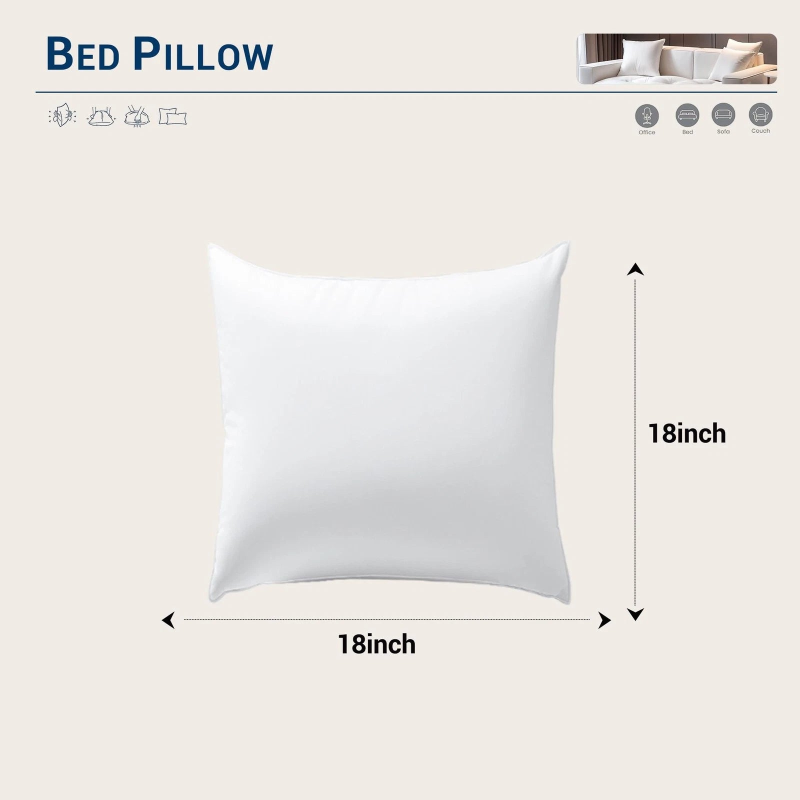 18x18 Pillows Inserts Set of 2, Machine Washable Throw Pillow Inserts with So...