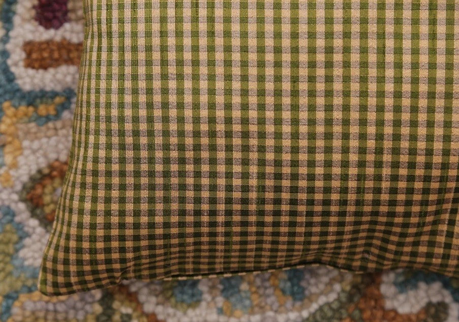 Ethnic 16 " Striped Indian Dupioni Brocade Silk Pillow/Cushion Cover Olive Green