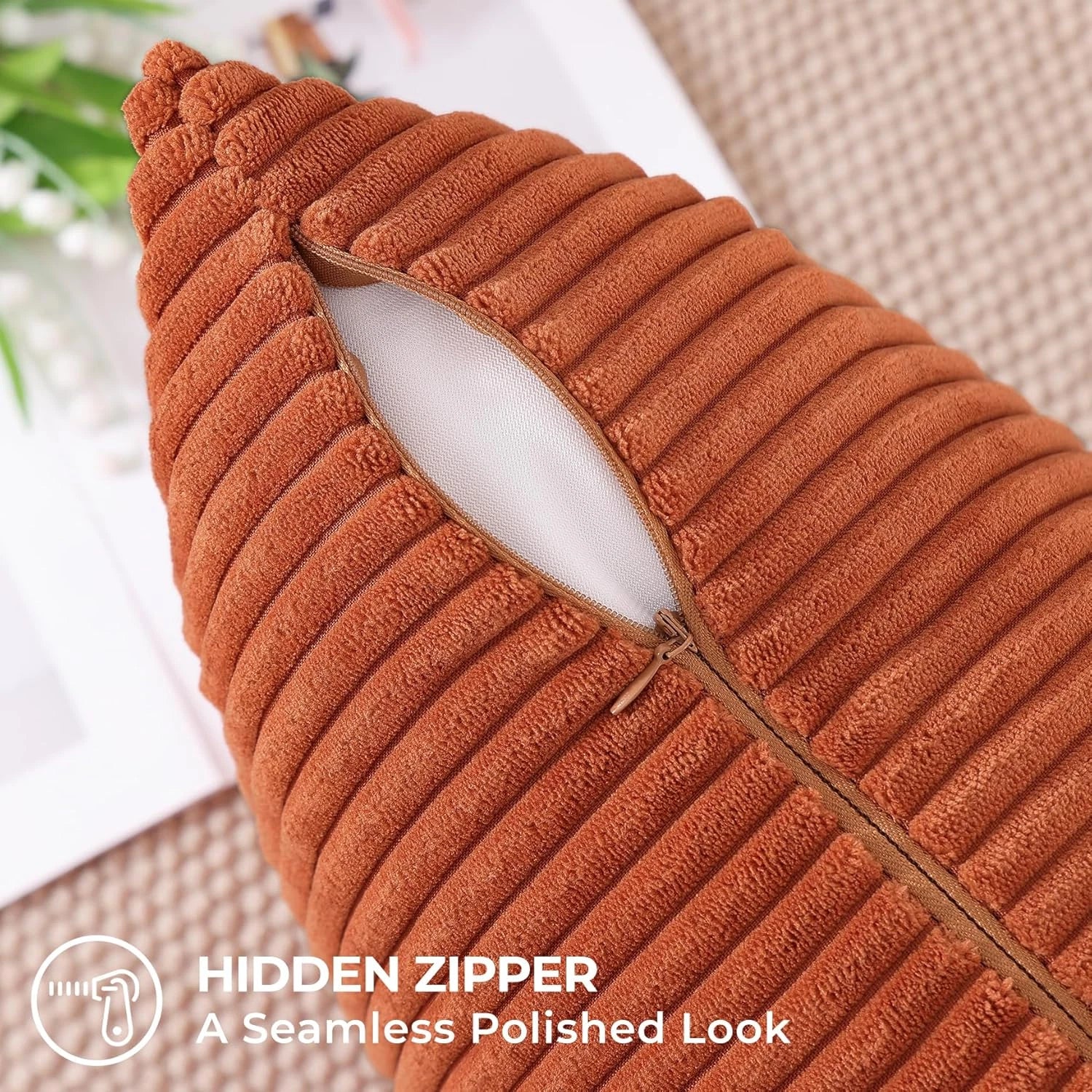 Mecatny Corduroy Decorative Fall Throw Pillow Covers 18X18 Set of 2 for Sofa Bed