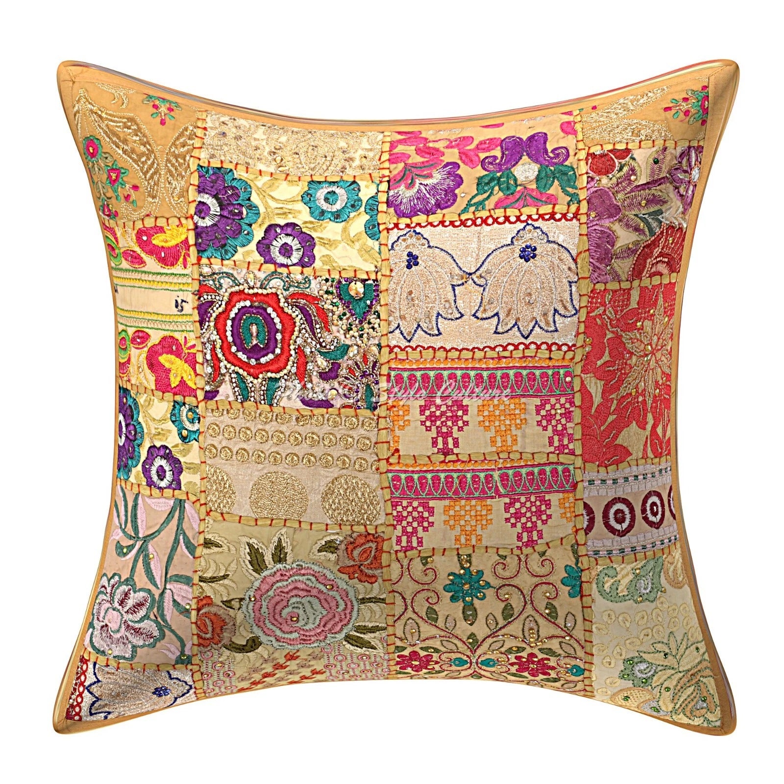 Brown Cushion Cover Vintage Gypsy Handmade Boho Tribal Ethnic Hippie Pillow