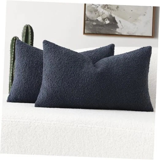 Pack of 2 Decorative Throw Pillow Covers 12x20 20" x 12" (Pack of 2) Navy Blue