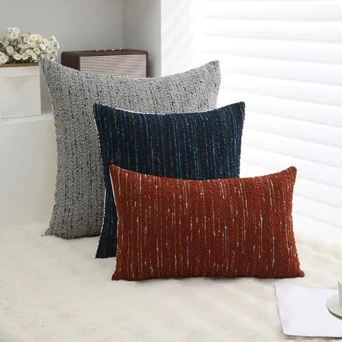 Textured Boucle Lumbar Pillow Covers 12x20 20" x 12" (Pack of 1) Rust Red