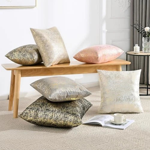 Sparkling Decorative Pillow Covers Set of 12" x 20" (Pack of 2) Gold Black